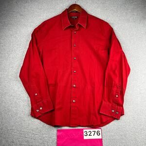 Express 1MX Shirt Red Casual CLassic Button Up Long Sleeve Mens 17-17.5